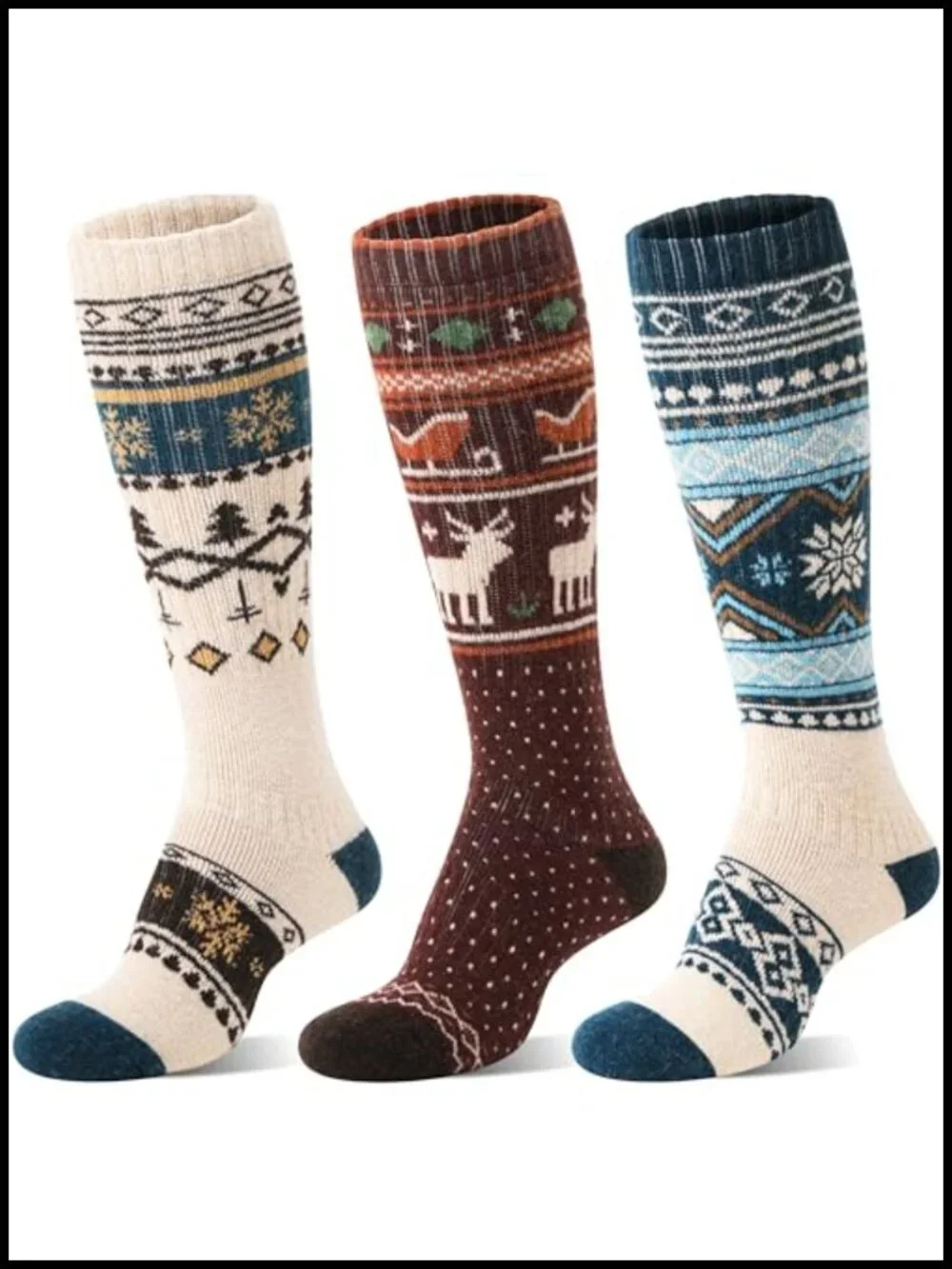 3 Pairs Merino Wool Thermal Ski Socks Knee High Winter Warm Compression Unisex